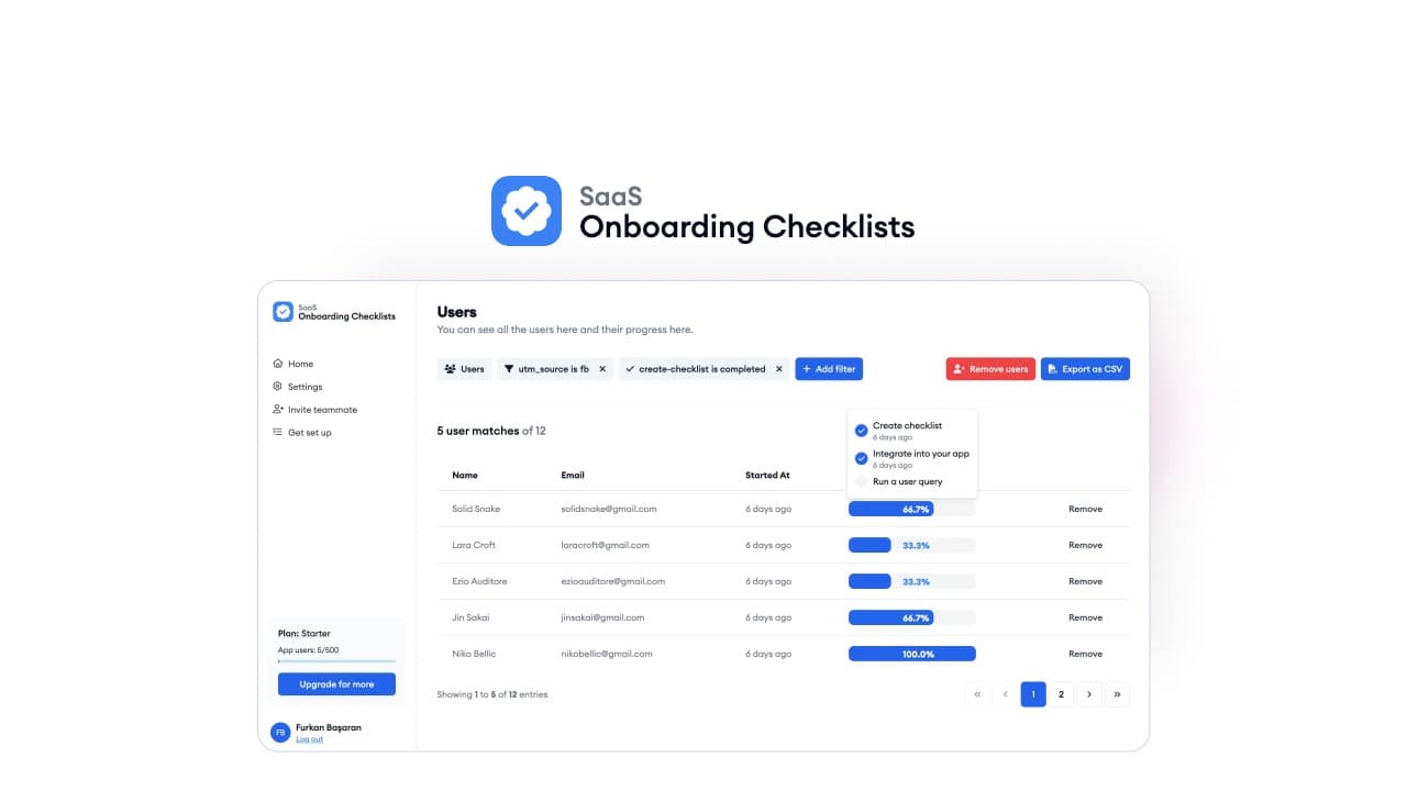 SaaS Onboarding Checklists